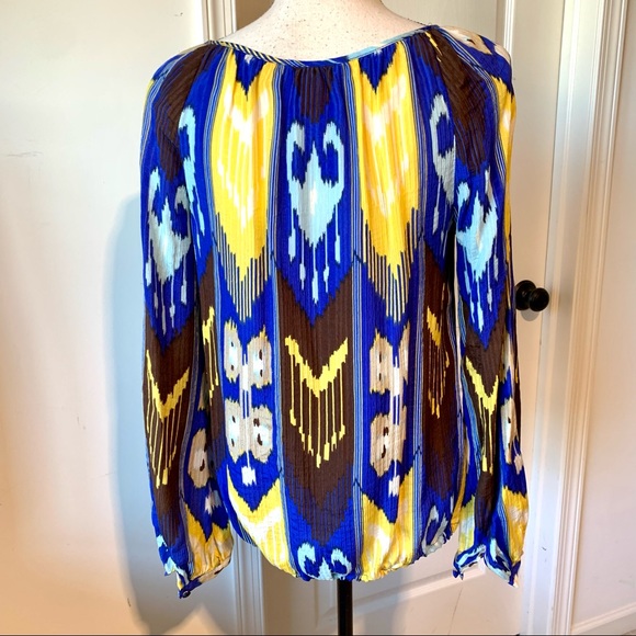 TORY BURCH Silk Elastic Hem Long Sleeve Blouse—SZ. 4 - Picture 3 of 16